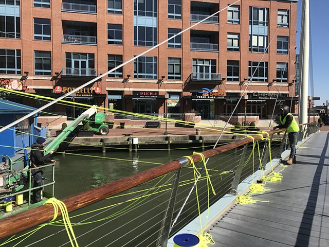 city art, rope art, sculpture, space, light